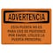 Signmission OSHA Sign, Door Not For Pedestrian Traffic Spanish, 10in X 7in Rigid Plastic, 7" W, 10" L, Landscape OS-WS-P-710-L-12579 - alternate 1
